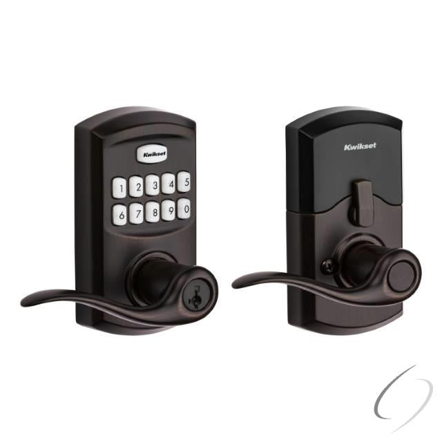 Kwikset, 917TNL-11PS Elektronische Smartcode-Tastatur mit Tustin-Hebel SmartKey mit 6AL-Falle und RCS-Schließblech in venezianischer Bronze