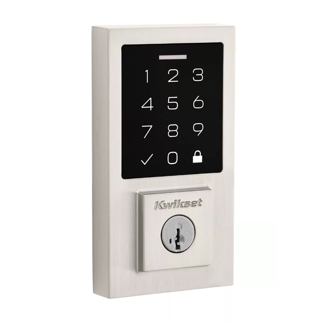 Kwikset, 9270CNT-15S - Zeitgemäßer elektronischer SmartCode-Touchpad-Türriegel SmartKey Satin-Nickel-Finish