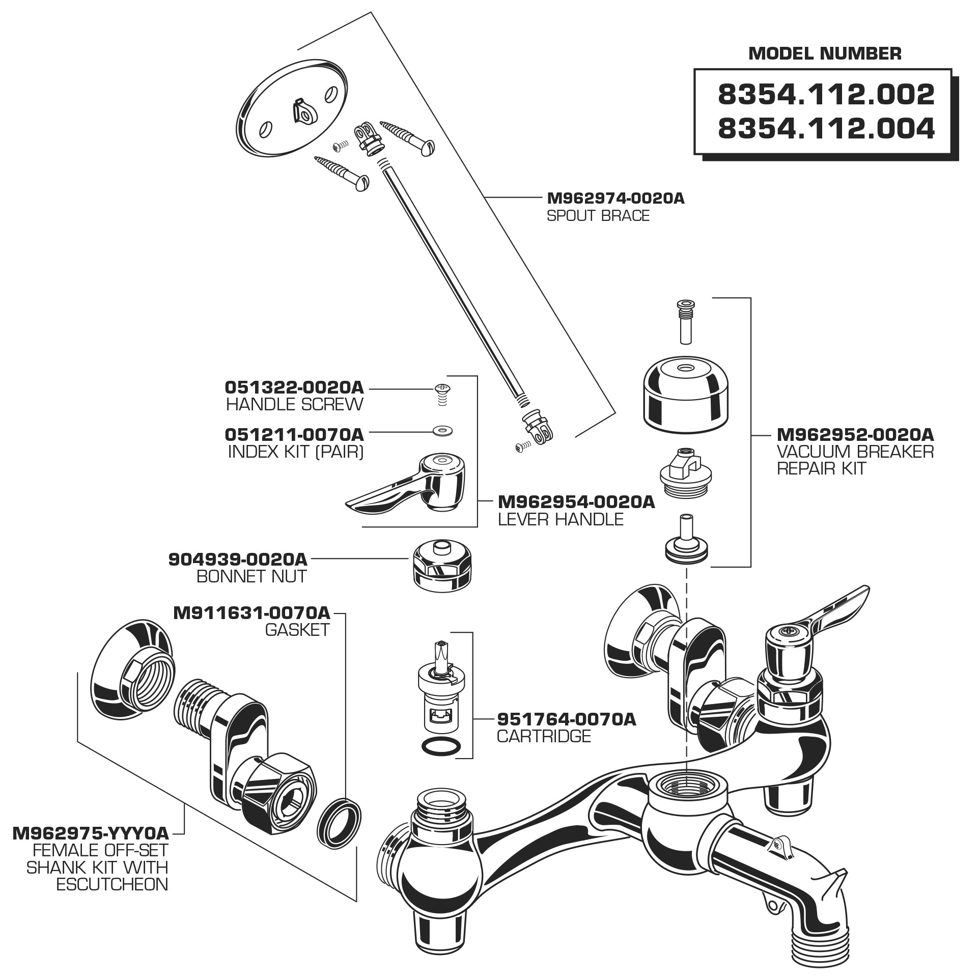 Amerikanische Norm, 951764-0070A - Monterrey Wasserhahn Ersatzventilpatrone