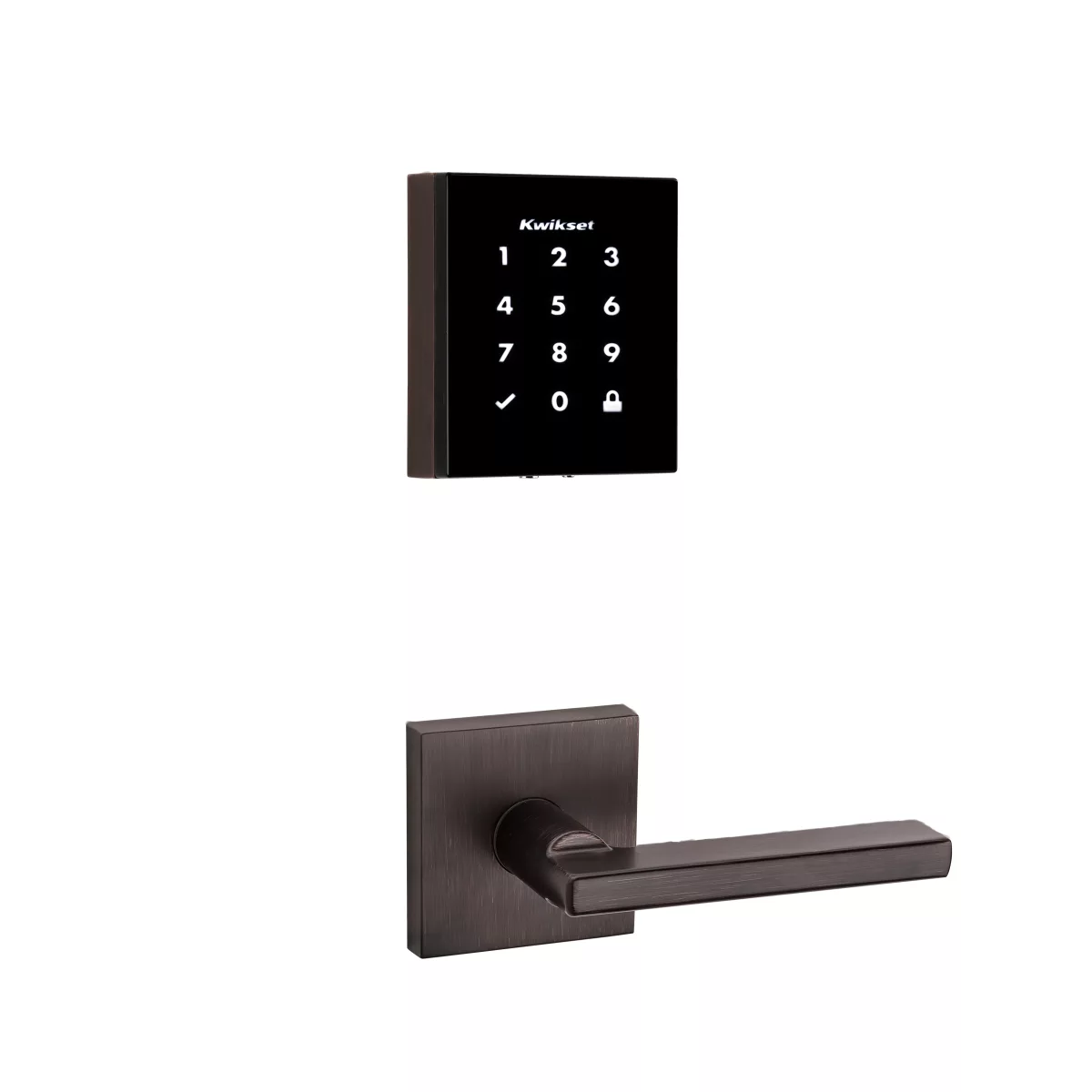 Kwikset, 953OBN-HFLSQT-11P Obsidian Touchpad Elektronischer schlüsselloser Smartcode-Riegel mit Halifax-Hebel und Squ