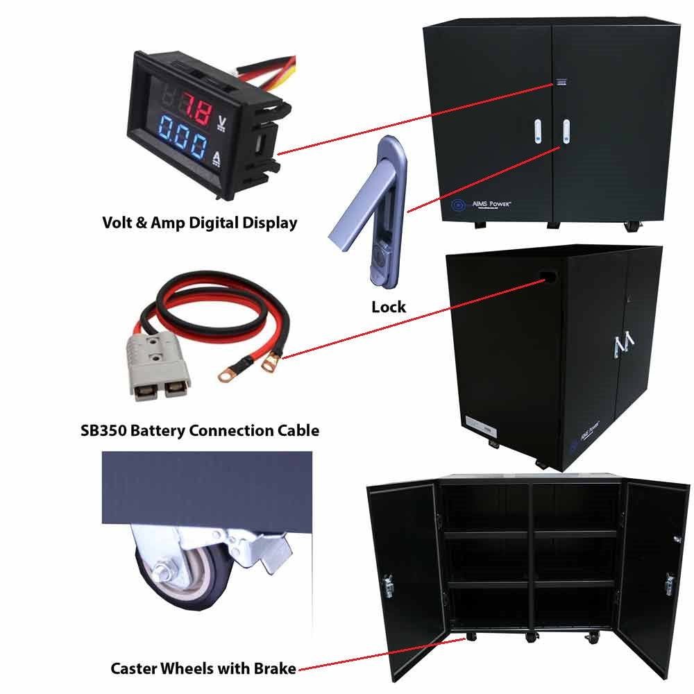 AIMS-Strom, BATBOX12 - Batterieschrank - Industriequalität - für bis zu 12 Batterien