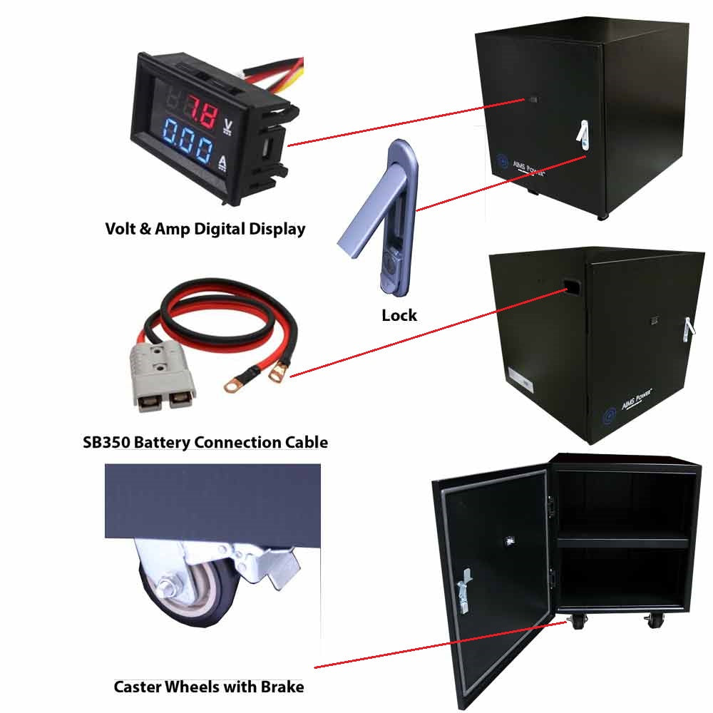 AIMS-Strom, BATBOX4 - Batterieschrank - Industrietauglich - Für bis zu 4 Batterien