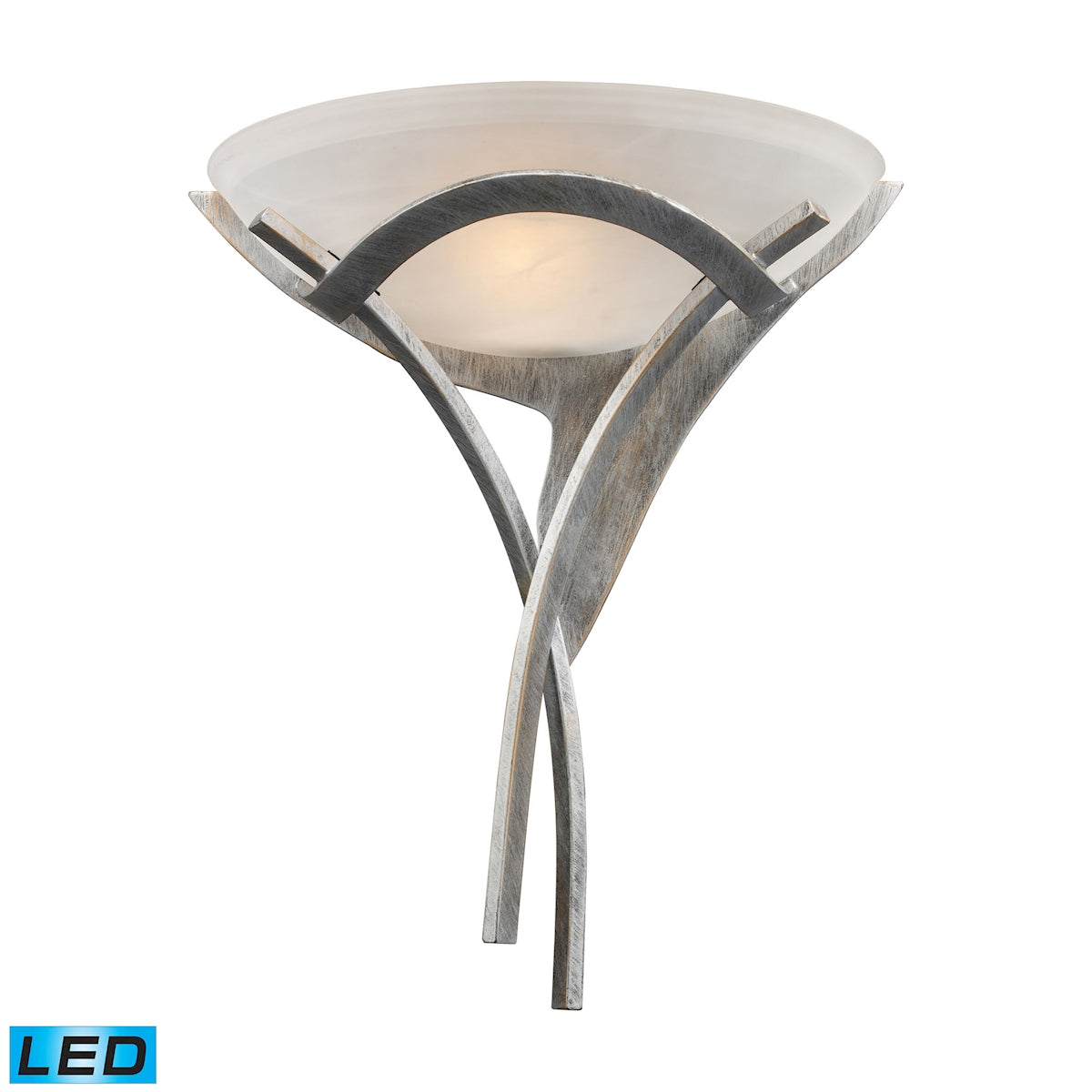 ELK-Beleuchtung, ELK Lighting 001-TS-LED - Aurora 16" breiter 1-Licht Wandleuchter in mattem Silber mit weißem Faux-Alabast