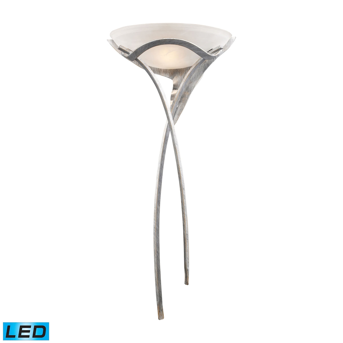 ELK-Beleuchtung, ELK Lighting 002-TS-LED - Aurora 16" breiter 1-Licht-Leuchter in mattem Silber mit weißem Faux-Alabast