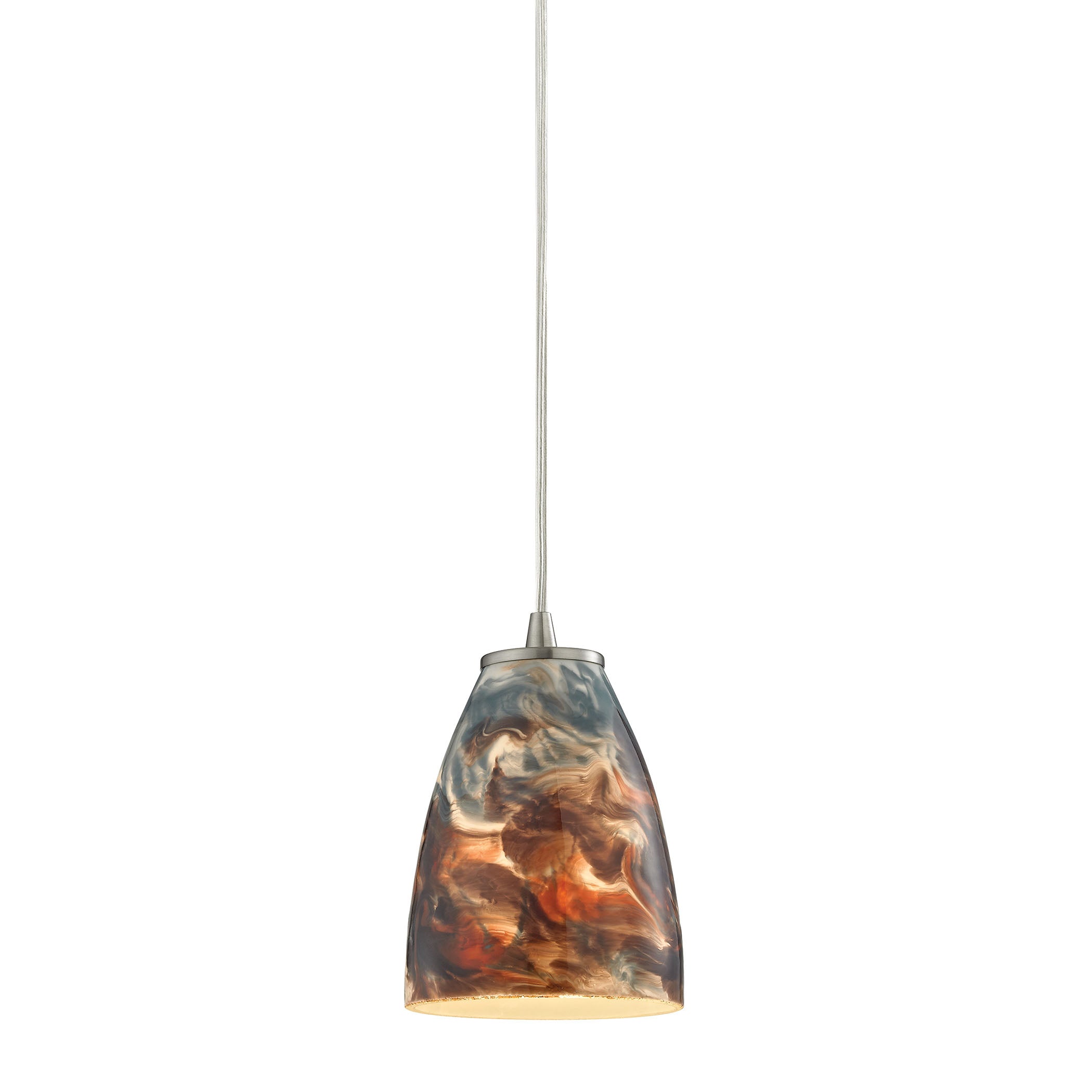 ELK-Beleuchtung, ELK Lighting 10460/1CS - Abstractions 5" breite 1-Licht Mini Pendelleuchte aus Satin Nickel mit Cosmic Storm