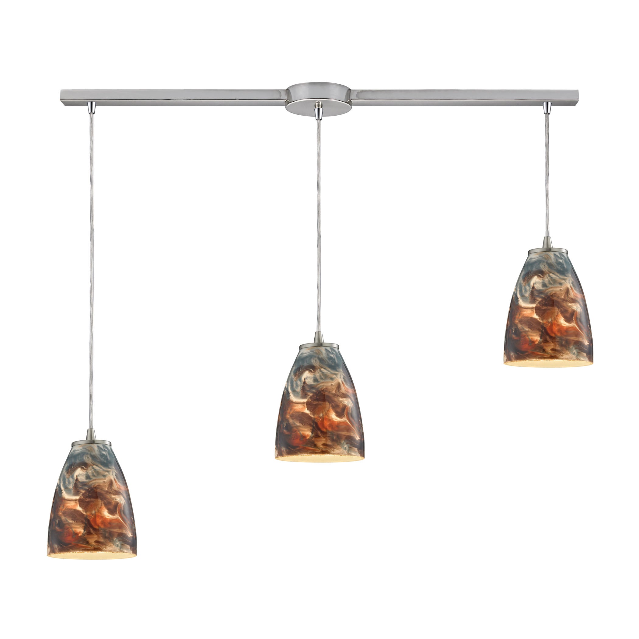 ELK-Beleuchtung, ELK Lighting 10460/3L-CS - Abstractions 5" Breite 3-Light Linear Pendelleuchte in Satin Nickel mit