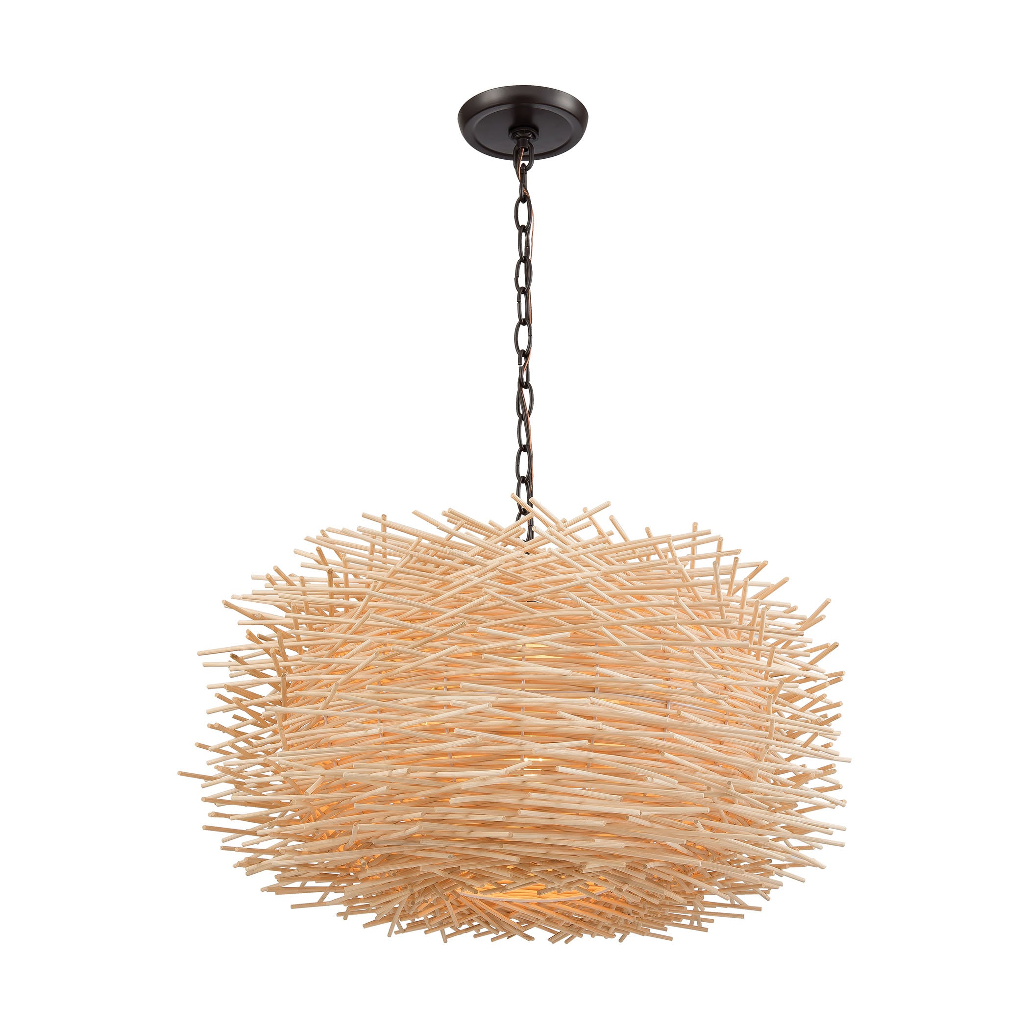 ELK-Beleuchtung, ELK Lighting 10951/3 - Bamboo Nest 23" breiter 3-Licht-Kronleuchter mit Bambusstäben in Oil Rubbed Bron