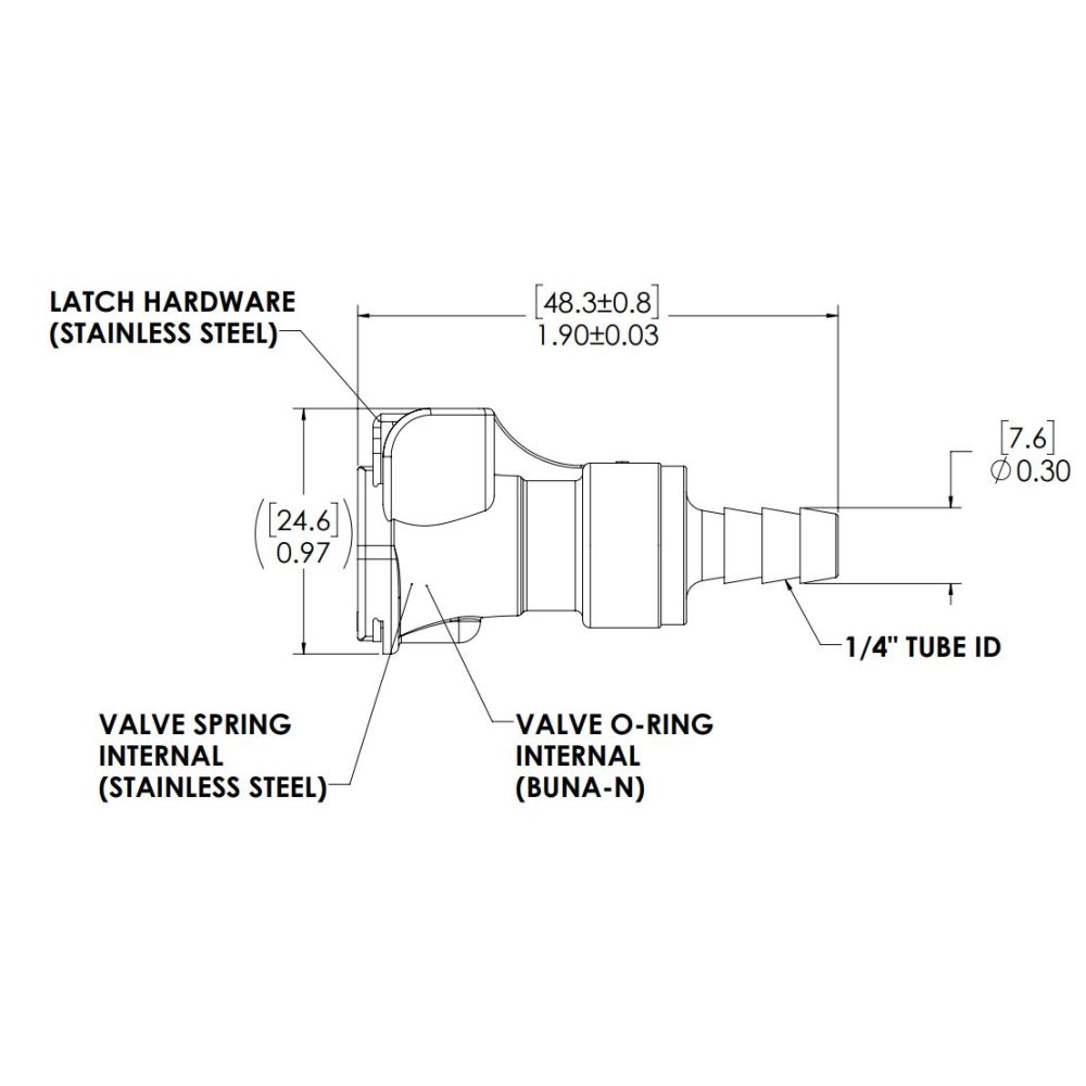 Linktech, LinkTech 1/4 Schlauch Barb mit Ventil In-Line Acetal Kupplung Körper Viton O-Ring (PLCD17004V)