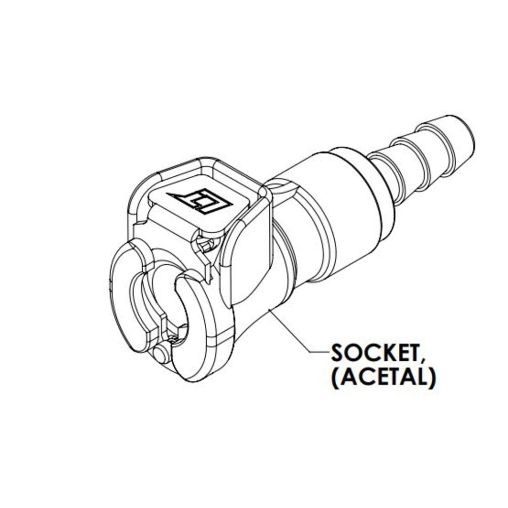 Linktech, LinkTech 20AC IL-Steckdose, mit Ventil, 3/16" HB