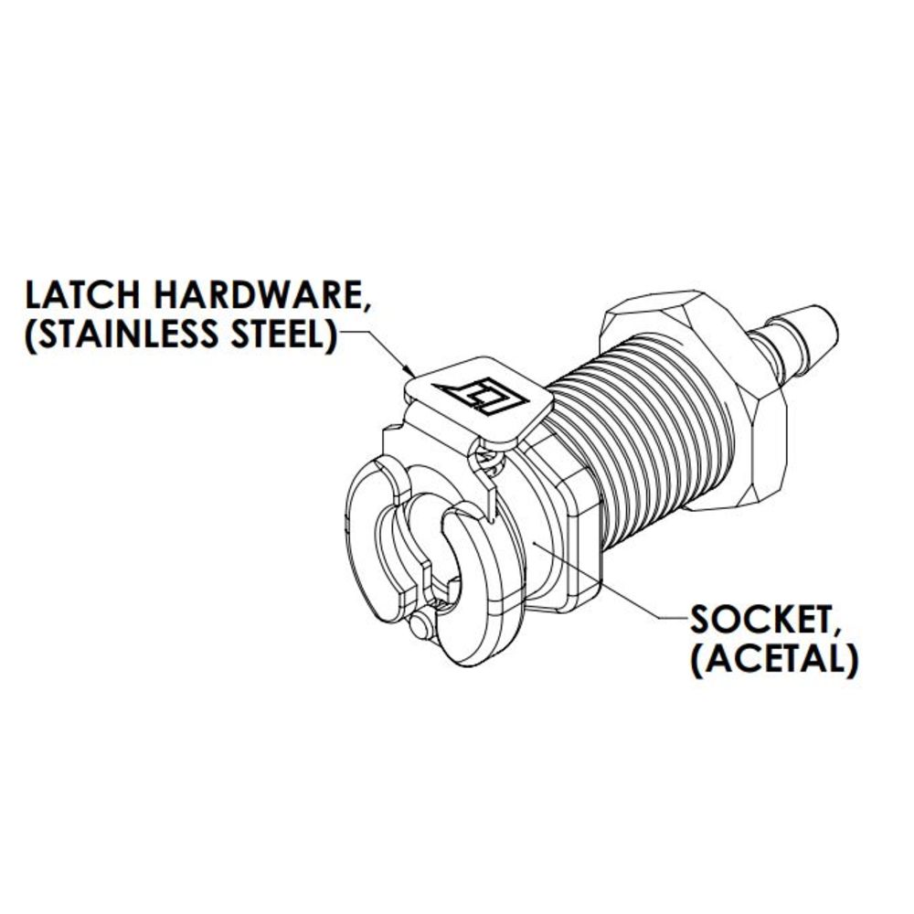 Linktech, LinkTech 20AC Serie Panel Mt. weiblich, nicht ventiliert, 1/8" HB, Natur Acetal