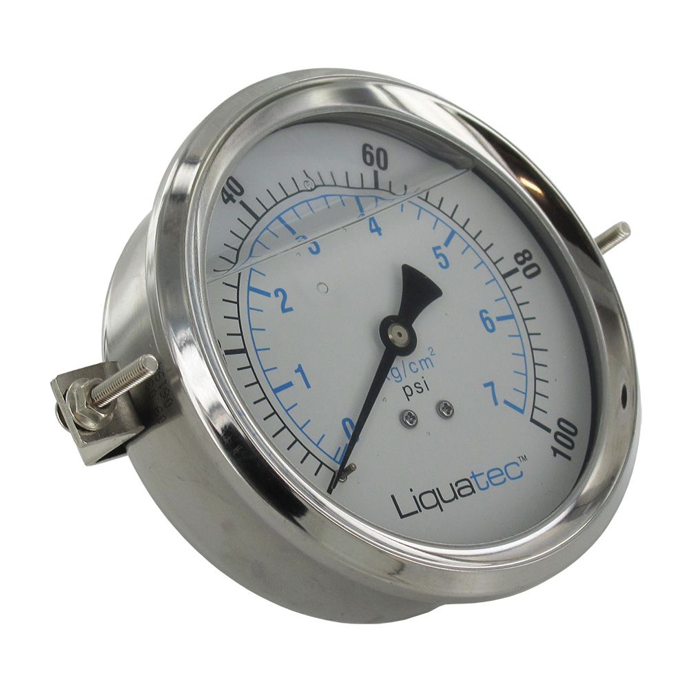 Liquatec, Liquatec Center Mount 4.0" Wasserdruckmanometer 0-100 PSI, SS, 1/4" NPT