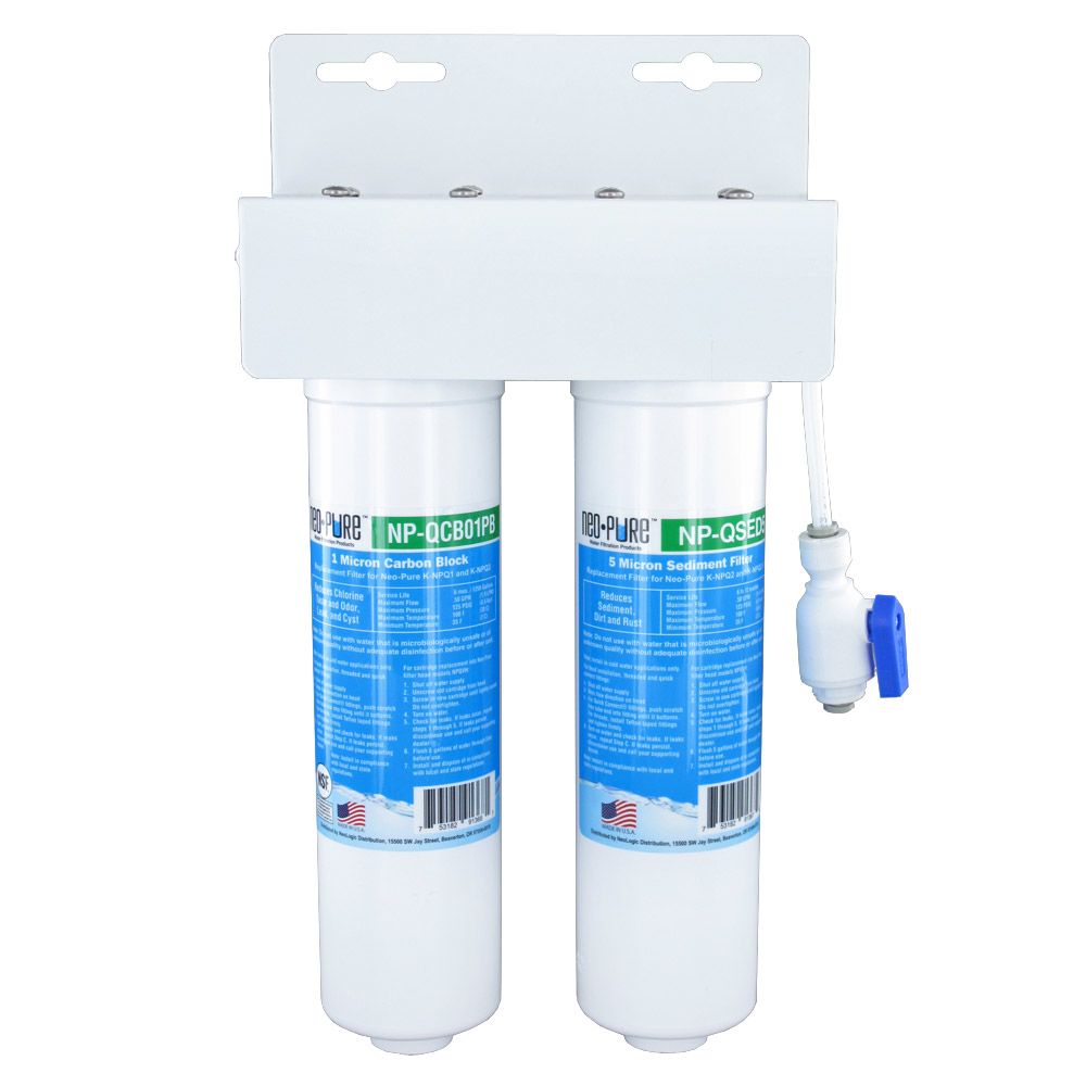 Neo-Rein, Neo-Pure K-NPQ2-S 2-stufiges Schnellwechselfilter-Kit für Wasserkühler mit Sedimentvorfilter und Kesselsteinhemmung